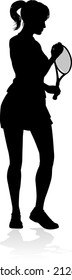 A tennis player woman silhouette sports person design element