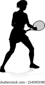 A tennis player woman silhouette sports person design element