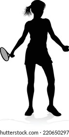 A tennis player woman silhouette sports person design element