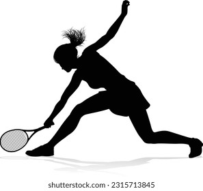 A tennis player woman silhouette sports person design element