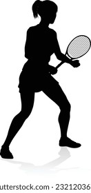 A tennis player woman silhouette sports person design element