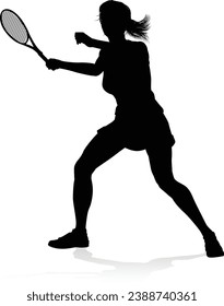 A tennis player woman silhouette sports person design element