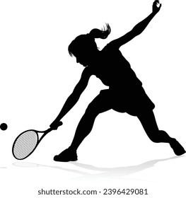 A tennis player woman silhouette sports person design element