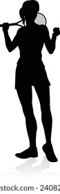 A tennis player woman silhouette sports person design element