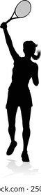 A tennis player woman silhouette sports person design element