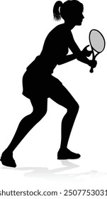 A tennis player woman silhouette sports person design element