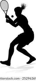 A tennis player woman silhouette sports person design element