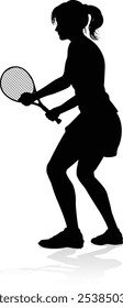 Un elemento de diseño de persona deportiva de silueta de mujer de jugador de tenis