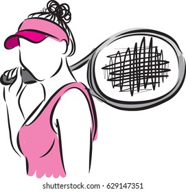 tennis player woman vector illustration