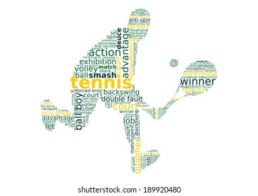 Tennis player word cloud concept in vector