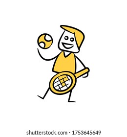 tennis player yellow stick figure design