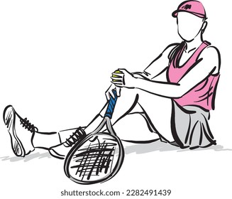 tennis player young woman sports concept vector illustration