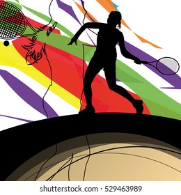 Tennis players active sport silhouettes vector abstract background illustration