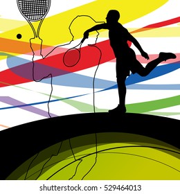 Tennis players active sport silhouettes vector abstract background illustration