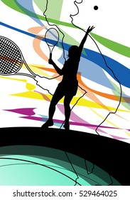 Jugadores de tenis siluetas deportivas activas ilustraciones de fondo abstracto vectorial