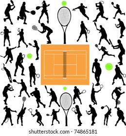 tennis players big collection - vector