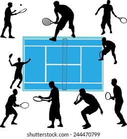 tennis players collection - vector