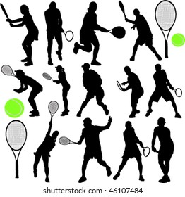 tennis players collection - vector