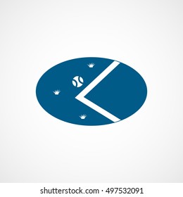 Tennis Players Field Corner With Racquet Blue Flat Icon On White Background