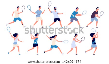 Similar – Image, Stock Photo Man hits a tennis ball on a tennis court with a tennis racket