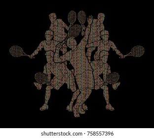 Tennis players , Men action designed using geometric pattern graphic vector.