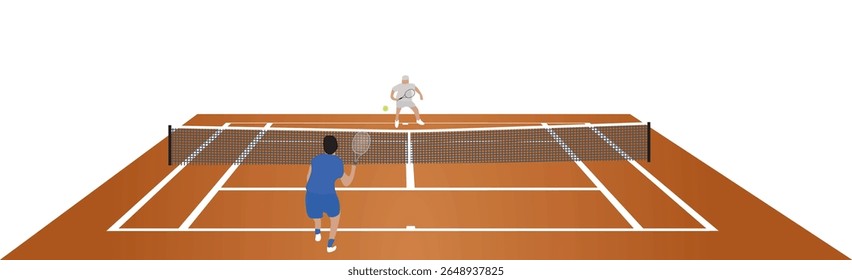 Tennis players play game. vector