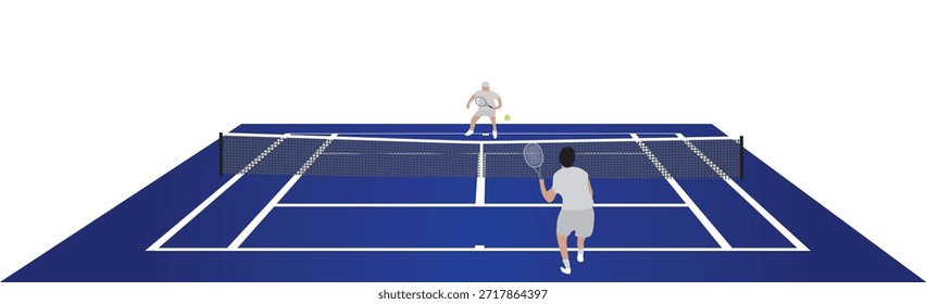 Tennis players play game. vector