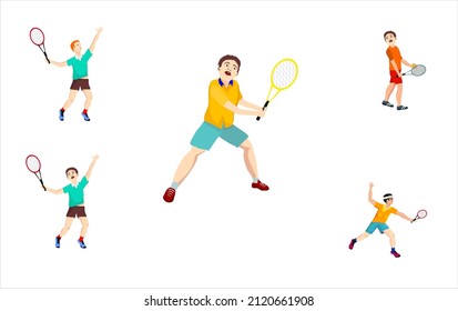 Tennis players set ready to strike and parry a blow  Sportsman , white bacground vector