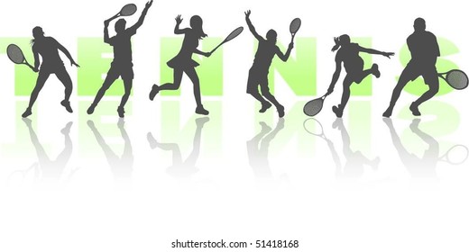 tennis players silhouettes