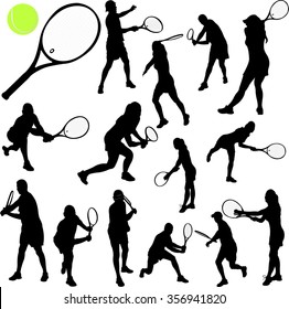 Tennis Players Silhouettes - Vector