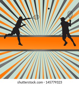 Tennis players silhouettes vector background concept