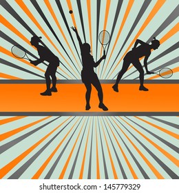 Tennis players silhouettes vector background concept