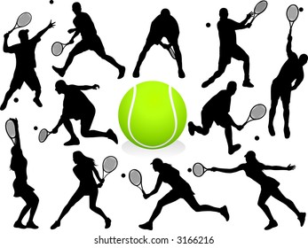 Tennis Players Silhouettes - vector.
(Check out my portfolio for other silhouettes). Enjoy