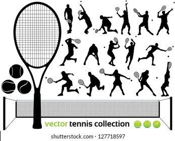 Tennis Players Silhouettes - Vector tennis collection. (High Detail!) Check out my portfolio for other silhouettes. Enjoy