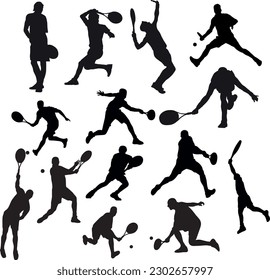 Tennis players silhouettes vector illustration