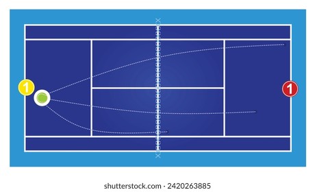Tennis-Spieler-Strategiekarte. Vektorgrafik
