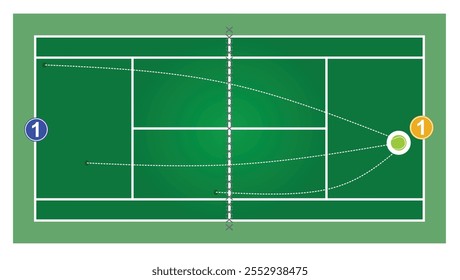 Quadro de estratégia de jogadores de tênis. vetor