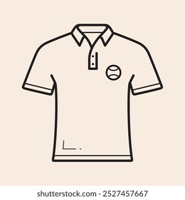 Tenis Top de polo con logo de pelota de tenis, Botones e icono de contorno de Vector de cuello