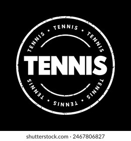 Tennis - popular racket sport played individually against a single opponent or between two teams of two players each, text concept stamp