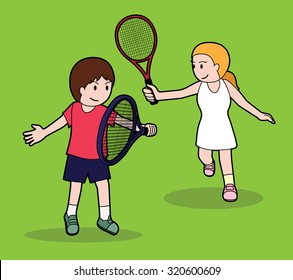 Tennis Pose Stroke Cartoon Vector Illustration Stock Vector (Royalty ...