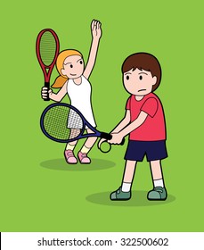 Tennis Pose Stroke Cartoon Vector Illustration 9