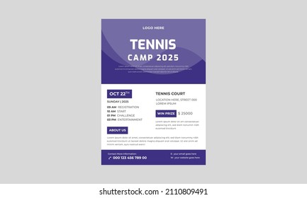 Tennis Poster Set Vector. Design For Sport Bar Promotion Flyer, Tennis Tournament Flyer Design Template, Tennis Poster Set Vector.