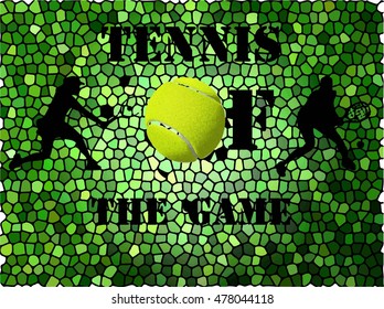 Tennis poster vector on mosaic background