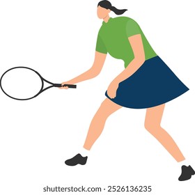 Tennis Professional Player Character on White Background. Flat Vector Illustration