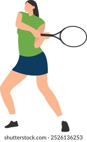 Tennis Professional Player Character on White Background. Flat Vector Illustration