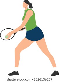 Tennis Professional Player Character on White Background. Flat Vector Illustration