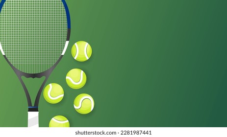 Tennis racket and tennis ball with copy space for text , Simple flat design style  ,Illustrations for use in online sporting events , Illustration Vector  EPS 10