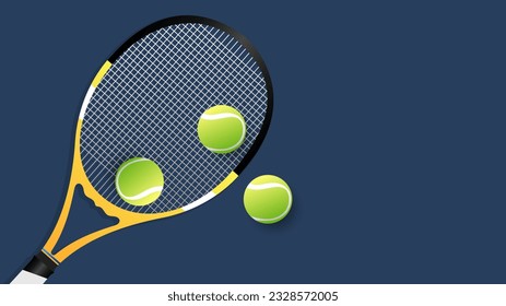 Tennis racket with ball with copy space ,Illustrations for use in online sporting events , Illustration Vector  EPS 10