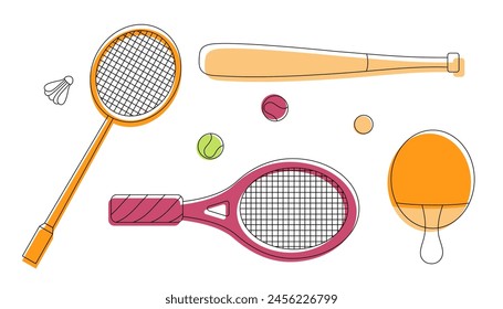 Tennis racket and ball ,equipments for badminton game sport . Vector illustration EPS 10