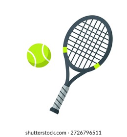 Raquete de tênis e bola plana Design Ilustração Sport Equipment Icon